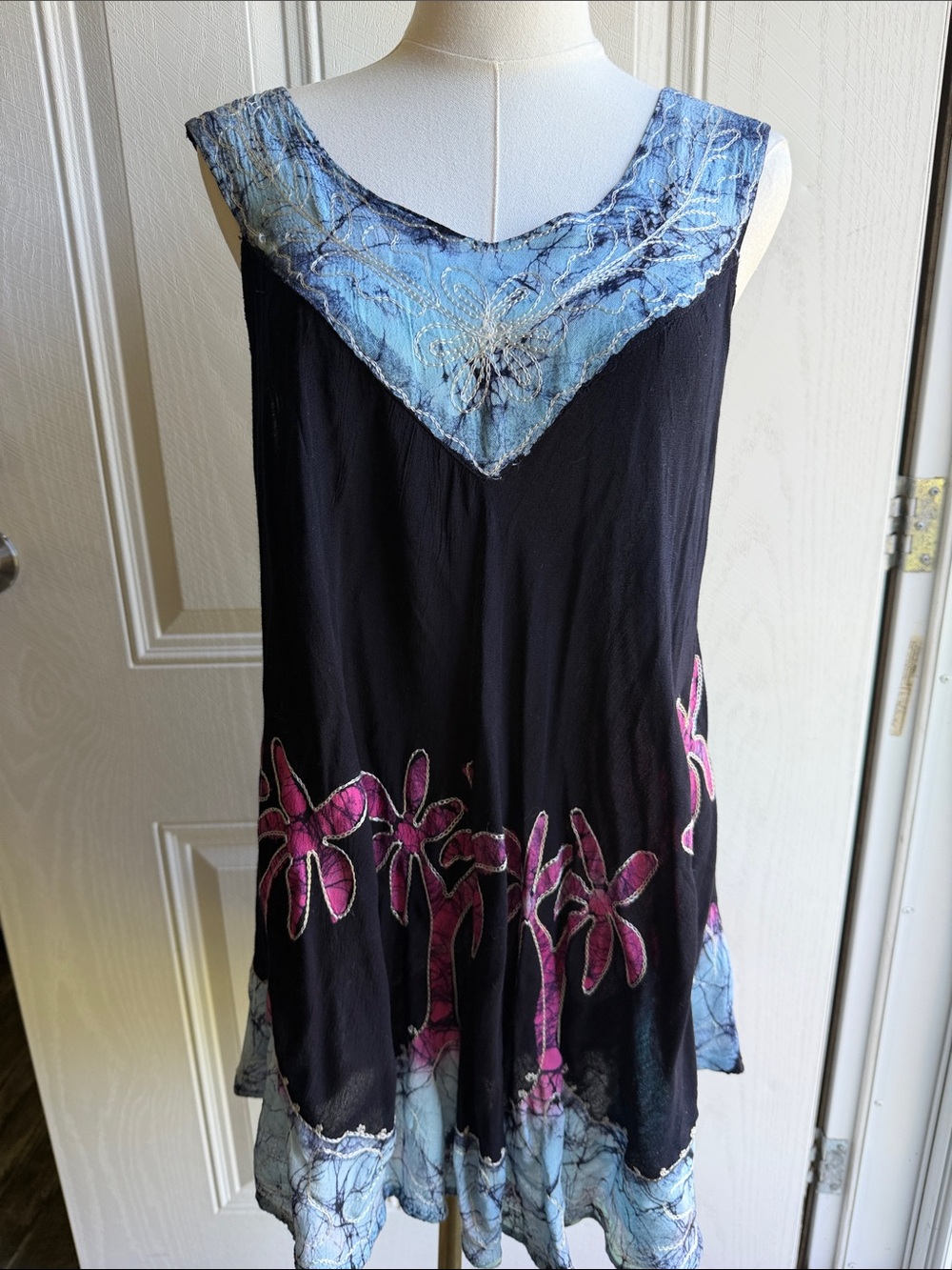 Y2K Boho Batik Vintage Inspired Palm Tree Tunic One Size Resort Summer Wear
